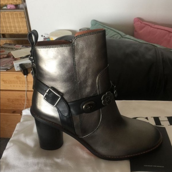 COACH Moto Heel Ankel Booties, Gunmetal/black - Picture 3 of 6